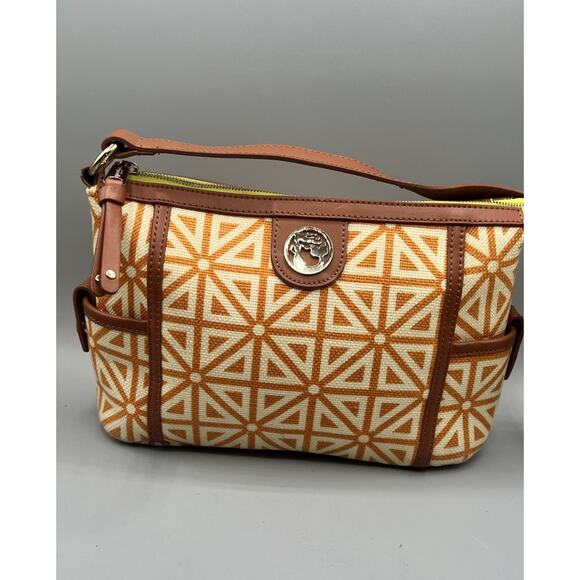 Spartina 449 Daufuskie Island orange Geometric Linen Shoulder Small-Med Bag - Picture 1 of 15